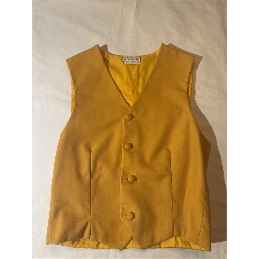 Vintage June & Tommie Canary Yellow Wool Vest 50s 60s Custom Handmade XS